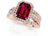 Rose gold Emerald Cut Cut Halo Split Shank Prong Setting Ring_33