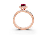 Rose gold Emerald Cut Cut Halo Split Shank Prong Setting Ring_35