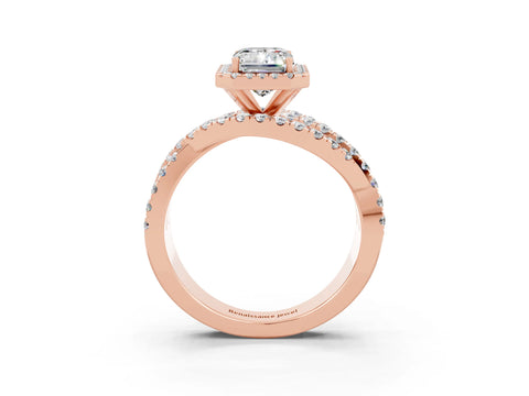 Rose gold Emerald Cut Cut Halo Split Shank Prong Setting Ring_36
