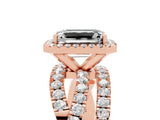 Rose gold Emerald Cut Cut Halo Split Shank Prong Setting Ring_38