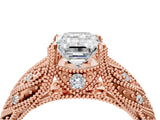 Rose gold Emerald Cut Cut Milgrain Pave Diamond Engagement Ring with Four-Prong Setting_19