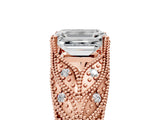 Rose gold Emerald Cut Cut Milgrain Pave Diamond Engagement Ring with Four-Prong Setting_20
