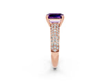 Rose gold Emerald Cut Cut Pave Diamond Engagement Ring with Channel Set Band and Four-Prong Setting_2