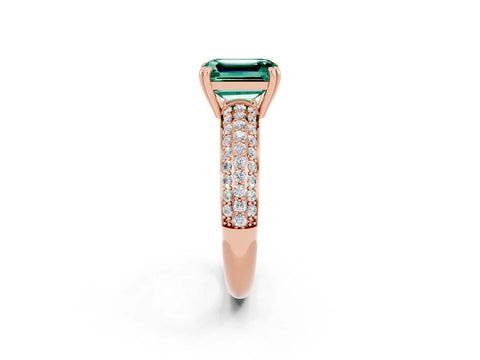 Rose gold Emerald Cut Cut Pave Diamond Engagement Ring with Channel Set Band and Four-Prong Setting_2
