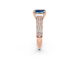 Rose gold Emerald Cut Cut Pave Diamond Engagement Ring with Channel Set Band and Four-Prong Setting_2