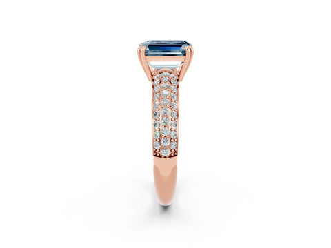 Rose gold Emerald Cut Cut Pave Diamond Engagement Ring with Channel Set Band and Four-Prong Setting_2