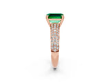 Rose gold Emerald Cut Cut Pave Diamond Engagement Ring with Channel Set Band and Four-Prong Setting_2