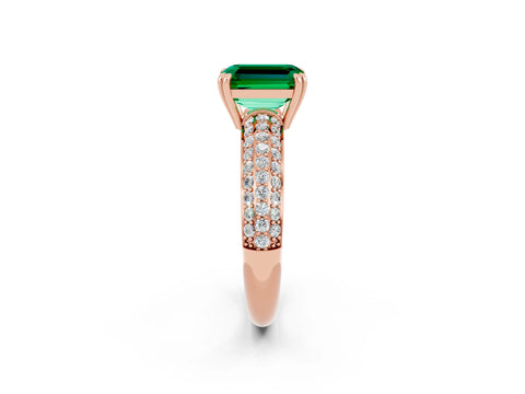 Rose gold Emerald Cut Cut Pave Diamond Engagement Ring with Channel Set Band and Four-Prong Setting_2