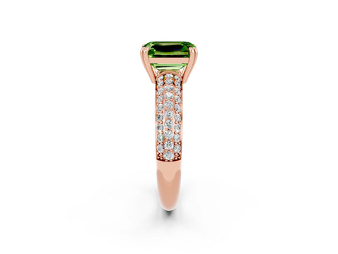 Rose gold Emerald Cut Cut Pave Diamond Engagement Ring with Channel Set Band and Four-Prong Setting_2