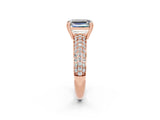 Rose gold Emerald Cut Cut Pave Diamond Engagement Ring with Channel Set Band and Four-Prong Setting_2