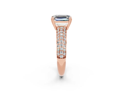 Rose gold Emerald Cut Cut Pave Diamond Engagement Ring with Channel Set Band and Four-Prong Setting_2