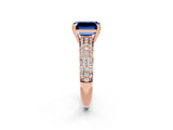 Rose gold Emerald Cut Cut Pave Diamond Engagement Ring with Channel Set Band and Four-Prong Setting_2