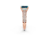 Rose gold Emerald Cut Cut Pave Diamond Engagement Ring with Channel Set Band and Four-Prong Setting_2