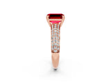 Rose gold Emerald Cut Cut Pave Diamond Engagement Ring with Channel Set Band and Four-Prong Setting_2