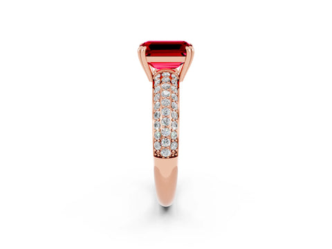 Rose gold Emerald Cut Cut Pave Diamond Engagement Ring with Channel Set Band and Four-Prong Setting_2