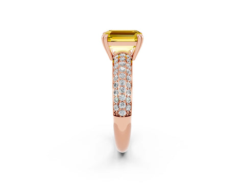 Rose gold Emerald Cut Cut Pave Diamond Engagement Ring with Channel Set Band and Four-Prong Setting_2