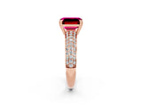 Rose gold Emerald Cut Cut Pave Diamond Engagement Ring with Channel Set Band and Four-Prong Setting_2