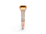 Rose gold Emerald Cut Cut Pave Diamond Engagement Ring with Channel Set Band and Four-Prong Setting_2