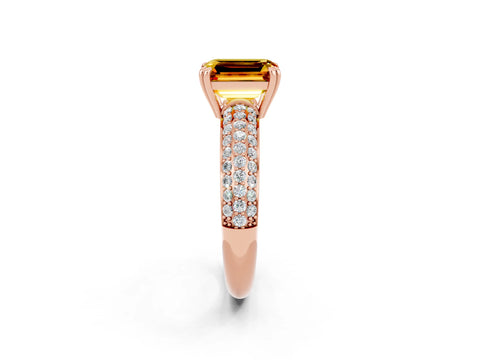 Rose gold Emerald Cut Cut Pave Diamond Engagement Ring with Channel Set Band and Four-Prong Setting_2