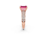 Rose gold Emerald Cut Cut Pave Diamond Engagement Ring with Channel Set Band and Four-Prong Setting_2