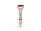 Rose gold Emerald Cut Cut Pave Diamond Engagement Ring with Channel Set Band and Four-Prong Setting_2