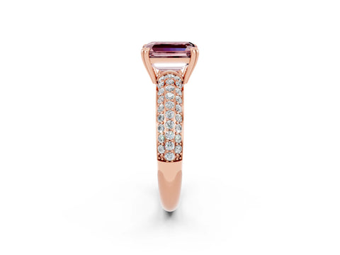 Rose gold Emerald Cut Cut Pave Diamond Engagement Ring with Channel Set Band and Four-Prong Setting_2