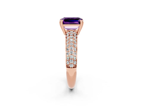 Rose gold Emerald Cut Cut Pave Diamond Engagement Ring with Channel Set Band and Four-Prong Setting_2