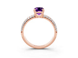 Rose gold Emerald Cut Cut Pave Diamond Engagement Ring with Channel Set Band and Four-Prong Setting_3