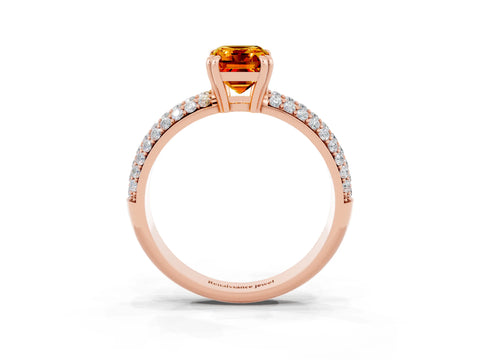 Rose gold Emerald Cut Cut Pave Diamond Engagement Ring with Channel Set Band and Four-Prong Setting_3
