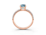 Rose gold Emerald Cut Cut Pave Diamond Engagement Ring with Channel Set Band and Four-Prong Setting_3