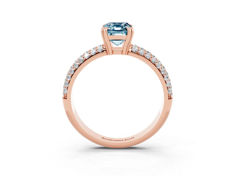 Rose gold Emerald Cut Cut Pave Diamond Engagement Ring with Channel Set Band and Four-Prong Setting_3