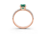 Rose gold Emerald Cut Cut Pave Diamond Engagement Ring with Channel Set Band and Four-Prong Setting_3