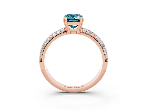 Rose gold Emerald Cut Cut Pave Diamond Engagement Ring with Channel Set Band and Four-Prong Setting_3