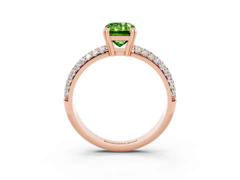 Rose gold Emerald Cut Cut Pave Diamond Engagement Ring with Channel Set Band and Four-Prong Setting_3
