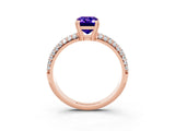 Rose gold Emerald Cut Cut Pave Diamond Engagement Ring with Channel Set Band and Four-Prong Setting_3