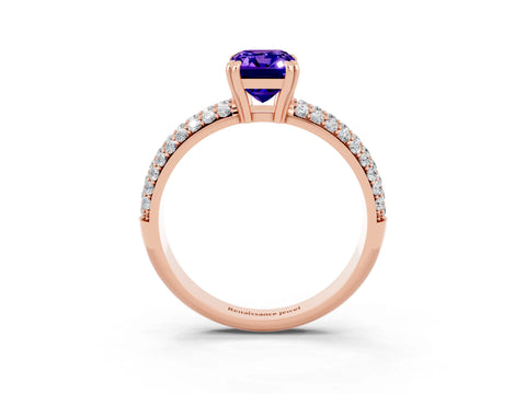 Rose gold Emerald Cut Cut Pave Diamond Engagement Ring with Channel Set Band and Four-Prong Setting_3