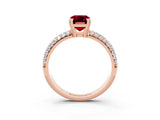 Rose gold Emerald Cut Cut Pave Diamond Engagement Ring with Channel Set Band and Four-Prong Setting_3