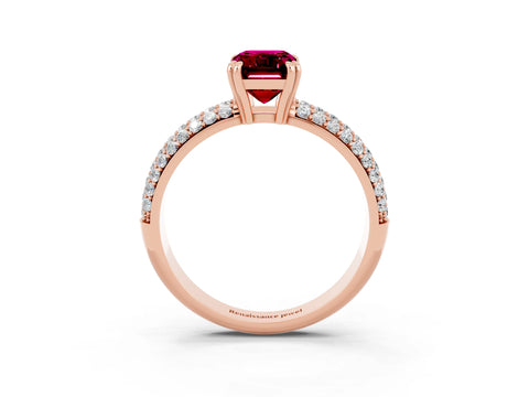 Rose gold Emerald Cut Cut Pave Diamond Engagement Ring with Channel Set Band and Four-Prong Setting_3