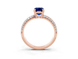Rose gold Emerald Cut Cut Pave Diamond Engagement Ring with Channel Set Band and Four-Prong Setting_3