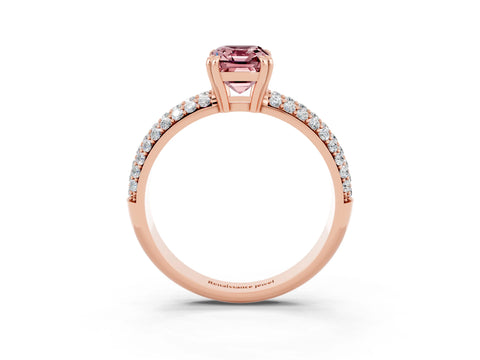 Rose gold Emerald Cut Cut Pave Diamond Engagement Ring with Channel Set Band and Four-Prong Setting_3