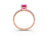 Rose gold Emerald Cut Cut Pave Diamond Engagement Ring with Channel Set Band and Four-Prong Setting_3