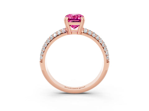 Rose gold Emerald Cut Cut Pave Diamond Engagement Ring with Channel Set Band and Four-Prong Setting_3