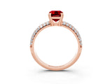 Rose gold Emerald Cut Cut Pave Diamond Engagement Ring with Channel Set Band and Four-Prong Setting_3