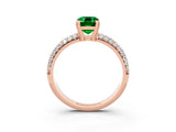 Rose gold Emerald Cut Cut Pave Diamond Engagement Ring with Channel Set Band and Four-Prong Setting_3