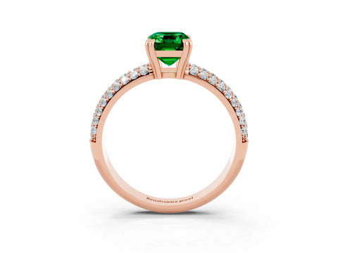 Rose gold Emerald Cut Cut Pave Diamond Engagement Ring with Channel Set Band and Four-Prong Setting_3