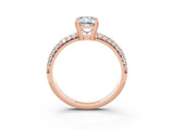 Rose gold Emerald Cut Cut Pave Diamond Engagement Ring with Channel Set Band and Four-Prong Setting_3