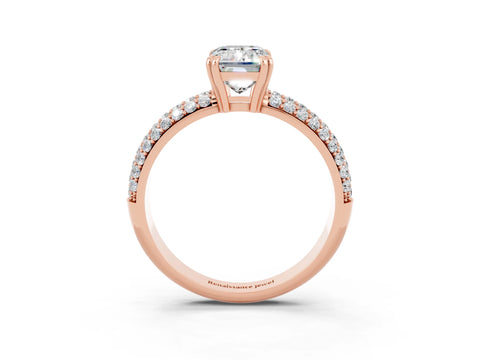 Rose gold Emerald Cut Cut Pave Diamond Engagement Ring with Channel Set Band and Four-Prong Setting_3
