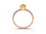 Rose gold Emerald Cut Cut Pave Diamond Engagement Ring with Channel Set Band and Four-Prong Setting_3