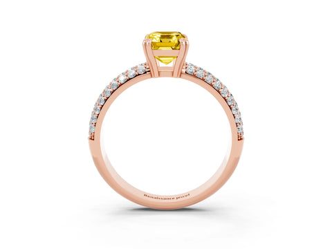 Rose gold Emerald Cut Cut Pave Diamond Engagement Ring with Channel Set Band and Four-Prong Setting_3