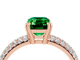 Rose gold Emerald Cut Cut Pave Diamond Engagement Ring with Channel Set Band and Four-Prong Setting_4